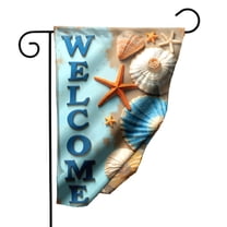 Beach Welcome Garden Flag 12.5x18 Inch Double Sided Polyester Decorative Yard Flag with Seashells Starfish Coastal Design for Porch Patio Outdoor Summer Decor#26471