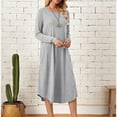 thumbnail image 2 of gakvbuo Fall Dresses For Women 2023 Plus Size Mini Dress Long Sleeve Women Round Neck Leisure Solid Color Pocket Long Sleeve Dress, 2 of 8