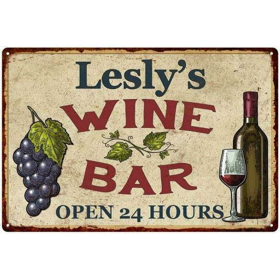 Lesly's Rustic Wine Bar Sign Wall Décor Kitchen Gift 12x18 Metal 112180056193