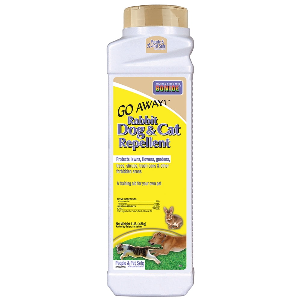 Bonide Go Away Dog & Cat Repellent Granules, 1 lb. Ready to Use, Keep Dogs off Lawn, Garden, Mulch & Flower Beds