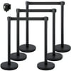 VEVOR Retractable Crowd Control 6.5 ft Stanchion Post Retractable Belt Black 36 in Height Set of 6