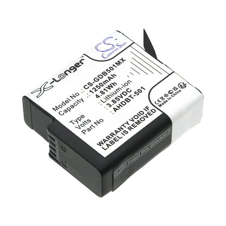 Replacement Battery for GoPro 601-10197-00 AABAT-001 AABAT-001-AS ASST1 CHDHX-501 CHDHX-701 CHDHX-701-RW HD8.01 Hero 2018 Hero 5 Hero 5 Black 1250mAh