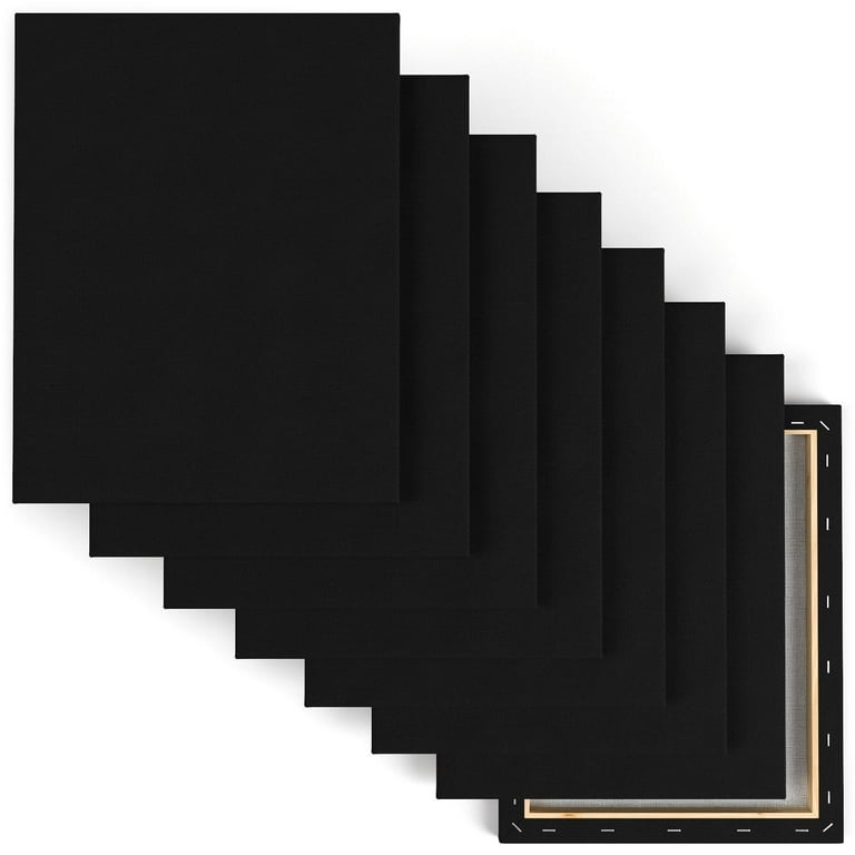  Arteza Paint Canvases for Painting, Pack of 8, 11 x 14 Inches,  Blank Black Canvas Bulk, 100% Cotton Stretched Canvas, 8 oz Gesso-Primed,  Art Supplies for Adults, for Acrylic Pouring