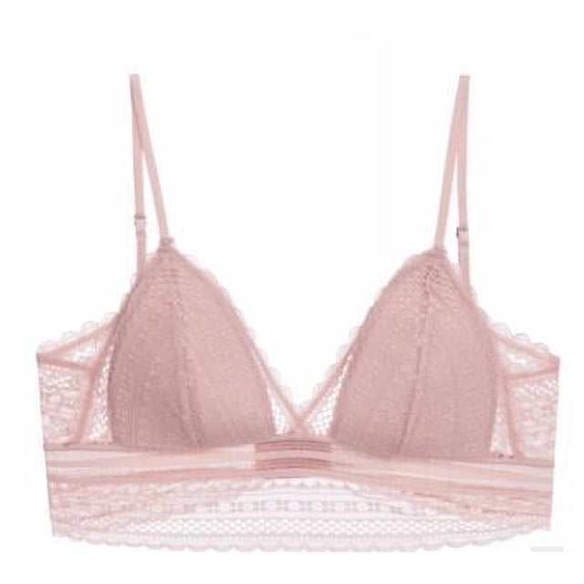Sujetador de copa triangular ultrafino para mujer, ropa interior inalámbrica, sujetador de encaje sin espalda grande con espalda en forma de U y hombros descubiertos para mujer