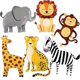 thumbnail image 1 of Zebra Elephant Balloons Foil Helium Jungle Safari Elephant Monkey Lion Zebra Giraffe Leopard Shaped Animal Balloons for Wildlife(Pack of 6), 1 of 2