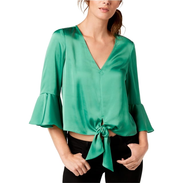 bar III Blusa de punto con lazo en el frente para mujer, verde, XXL