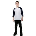 thumbnail image 3 of Athletic Works Youth 3/4 Sleeve Raglan Baseball Tee, Navy, Size Small, 3 of 4