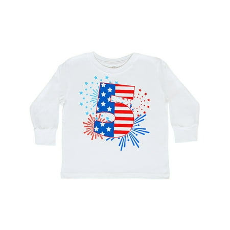 

Inktastic Fifth Birthday- Fourth of July fireworks Gift Toddler Boy or Toddler Girl Long Sleeve T-Shirt