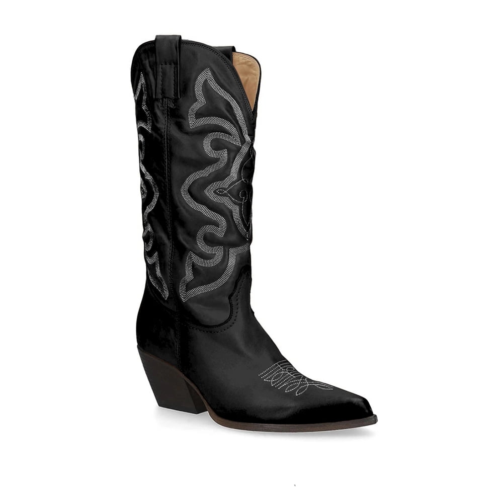 Details about   Gothic Women Cowboy Chunky Heel Pointy Toe Knee High Riding Boots Size 34-43 L 