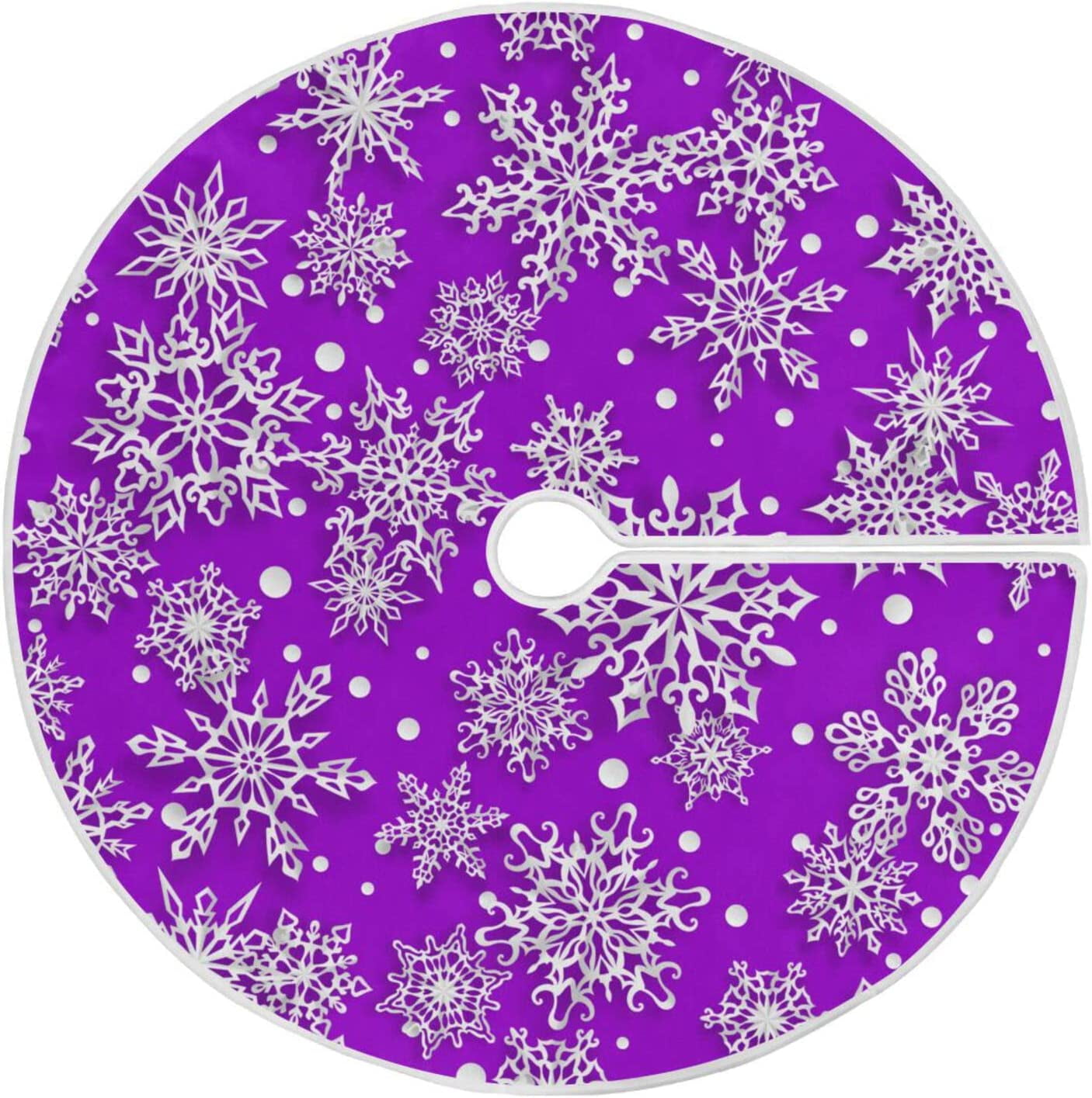 KXMDXA Christmas Snowflakes Purple Xmas Christmas Tree Skirt Stand Mat