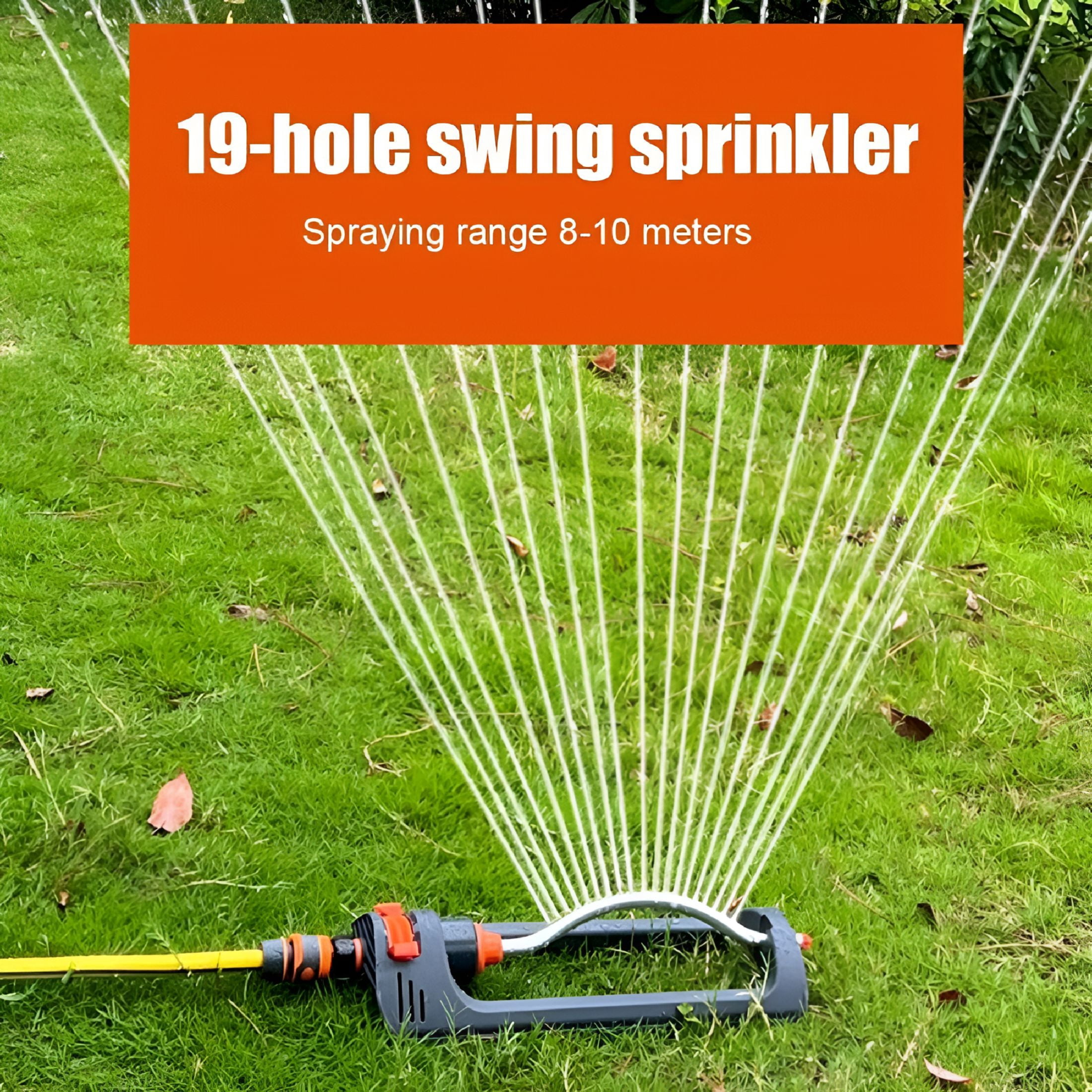 HIBIBUD Automatic Oscillating Lawn Sprinkler,19 Hole,4 Modes,Black Abs,Adjustable Water Sprinkler Watering Device for Lawn,Garden,Agricultural Irrigation
