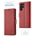 thumbnail image 2 of SaniMore for Samsung Galaxy S23 Ultra 2023 Case, PU Leather Magnetic Flip Folio Shell with Card Holders RFID Blocking Kickstand Shockproof TPU Magnetic Closure Business Cover, Red, 2 of 10