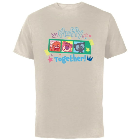 Disney and Pixar’s Lotso Mei Brave Bear Cub Fluffy Together - Short Sleeve Cotton T-Shirt for Adults - Customized-Natural