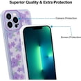 thumbnail image 3 of Case for iPhone 13 Pro, Purple Flower Floral Design for Women Girl Full Body Slim Soft Protective Case Shockproof TPU Bumper Cover for iPhone 13 Pro (6.1 inch), Purple, 3 of 13