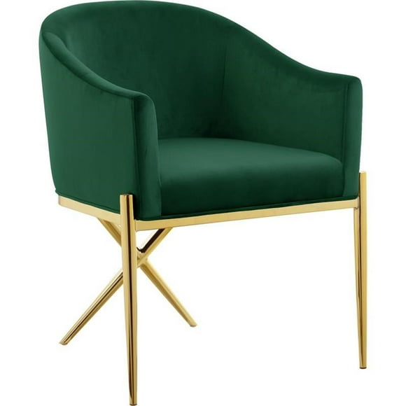 Meridian Furniture Xavier Chaise de Salle à Manger, Velours Vert et Or (Ensemble de 1)