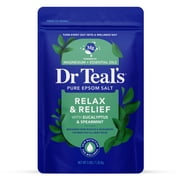 Dr Teals Epsom Salt Magnesium Soak, Relax & Relief with Eucalyptus & Spearmint, 3 lbs