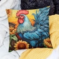 thumbnail image 2 of SHANXI Spring Throw Pillow Covers Square Chicken Sunflower Farmhouse Cottage Floral Leaves Pattern Orange Blue Velvet Comfortable Decorative Couch 22x22in, 2 of 5