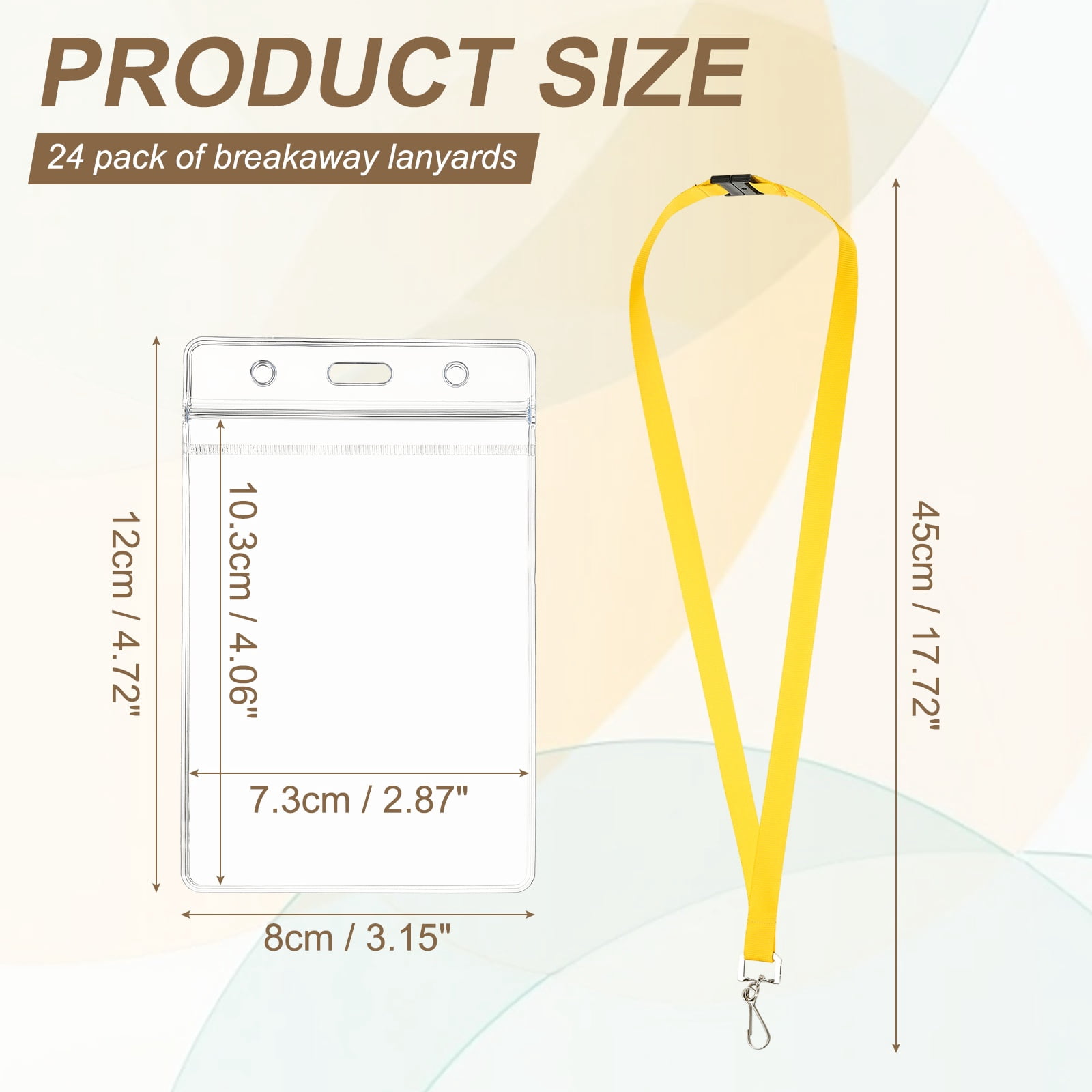 Uxcell 24Pack Colored Lanyards for ID Badges, Breakaway Lanyards for Keys, Yellow