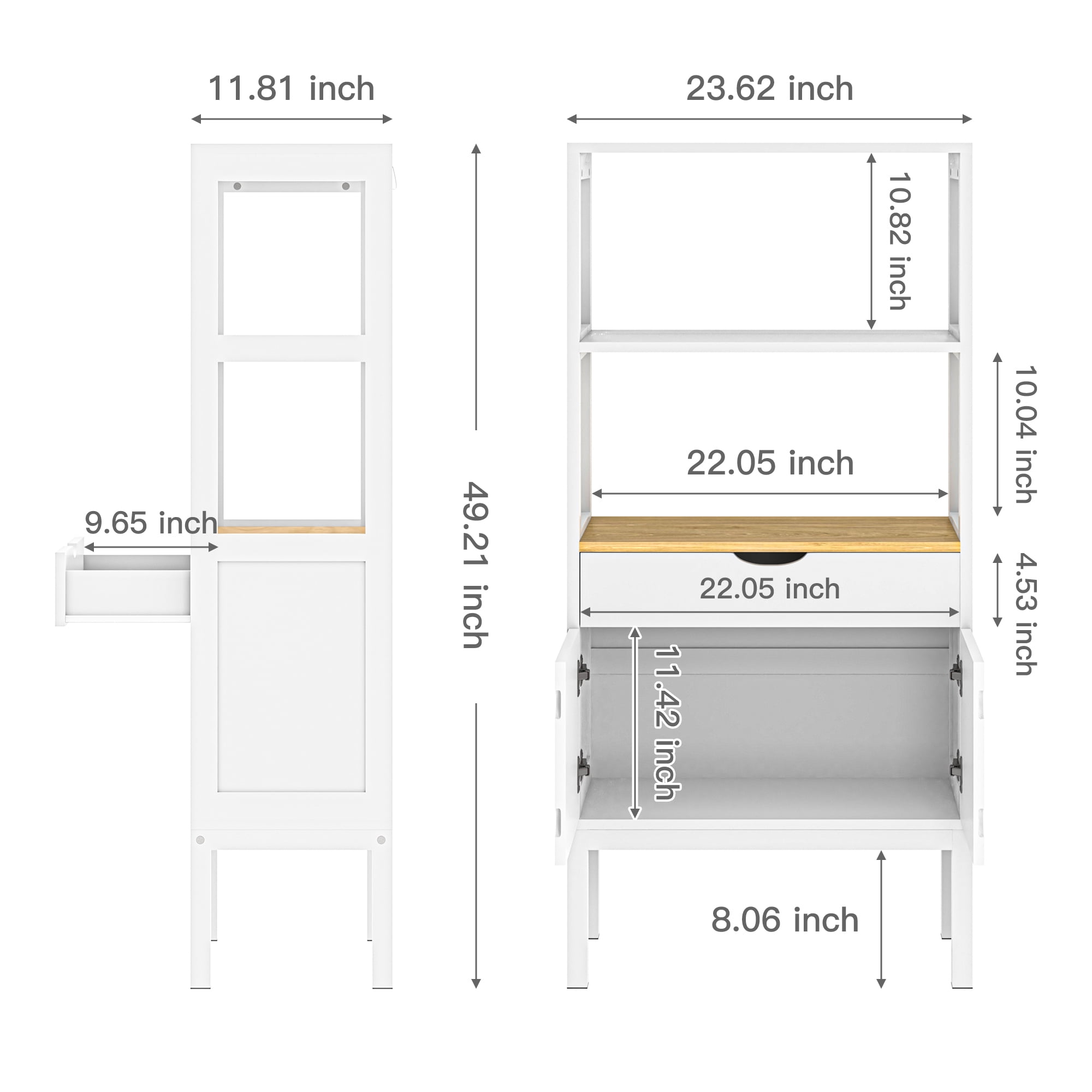 Yardi Yard Kitchen Pantry Cabinet with Drawer and 3 Open Shelves, White Wooden Bathroom Cabinet Yardi Yard Kitchen Pantry Cabinet with Drawer and 3 Open Shelves, White Wooden Bathroom Cabinet