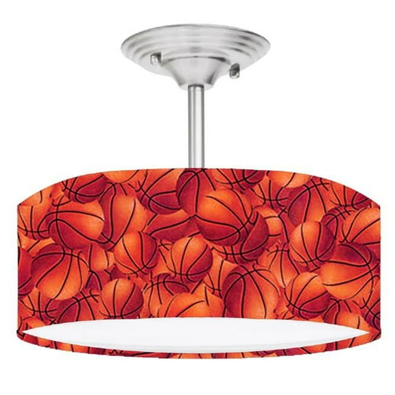 888 Cool Fans DR-0001219 Basketball 2-Light Brushed Nickel Drum Style LED Lamp Fixture