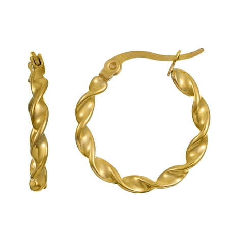 Sensitive Skin Stainless Steel Gold Plated Twisted Hoop Earrings for Women
