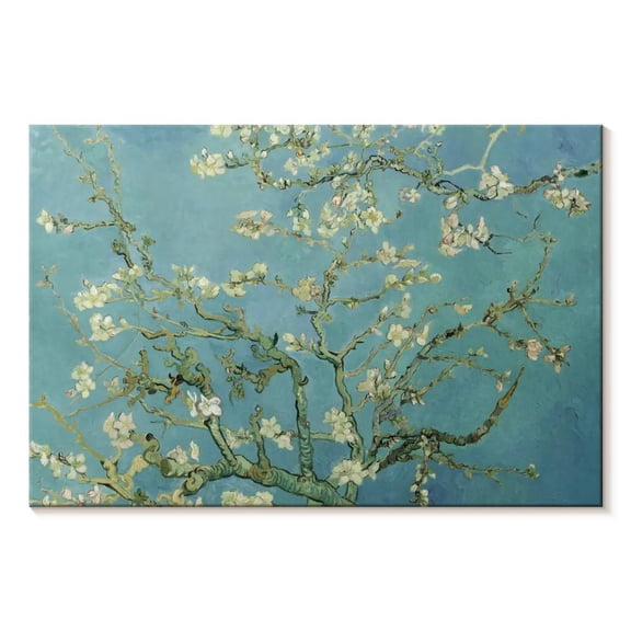 Elephant Stock Almond Blossoms Wall Art - Horizontal Canvas Wall Art - Living Room Wall Decor - Floral And Botanical Canvas - Blue And Green Decor By Vincent Van Gogh - 48" x 32"