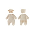 thumbnail image 2 of RUINIXCW Newborn Baby Girl Hospital Coming Home Outfit Infant Baby Girl Spring Fall Winter Clothes Heart Romper Ruffled Trim Jumpsuit Hat 2 Pcs Set, 2 of 9