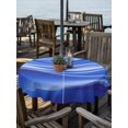 thumbnail image 6 of Outdoor Tablecloth with Umbrella Hole, Blue Striped Spillproof Waterproof Outdoor Table Cover, Modern Abstract Art Wave Moire Gradient Patio Tablecloths for Party/Garden/Picnic, Round 54 inch, 6 of 9