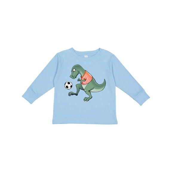 Inktastic Soccer Dinosaur Boys or Girls Long Sleeve Toddler T-Shirt