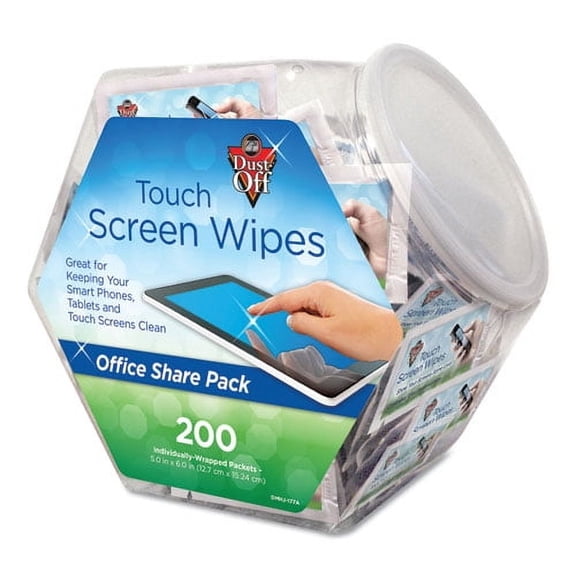 Touch Screen Wipes, 5 x 6, Citrus, 200 Individual Foil Packets in an Easy Grab Jar | Bundle of 2