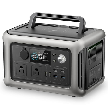 ALLPOWERS R600 Portable Power Station 600W, 299Wh LiFePO4 Battery, Wireless Charging, Solar Generator for Camping Home Emergency off-Grid