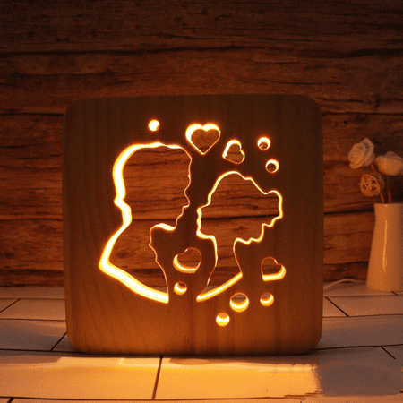 

Couple Led Night Light Solid Wood Low Energy Key Switch Soft Warm Light Creative Gift Valentine s Day Gift Bedroom Home Decoration