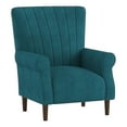 thumbnail image 2 of Carlson Teal Velvet Club Channel Tufted Back Accent Chair, 2 of 7