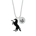 thumbnail image 2 of Delight Jewelry Acrylic 1.5 Black Horse Silvertone Script Initial Disc - U - Charm Necklace, 20"+3", 2 of 4