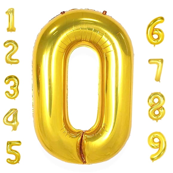 Number Balloon AULE Big Gold 0, lámina de helio, 40 pulgadas