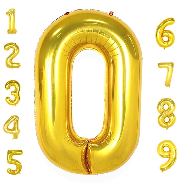 Number Balloon AULE Big Gold 0, lámina de helio, 40 pulgadas