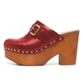 thumbnail image 2 of YDN Women Daily Rivet Studded Closed Toe Mules Platform Chunky Heels Buckled Strap Slip On Sandals Shoes Size 7 Red, 2 of 4