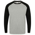 thumbnail image 1 of Skinnifit - Camiseta de mangas largas Raglan Modelo Baseball hombre caballero (Gris/negro), 1 of 2