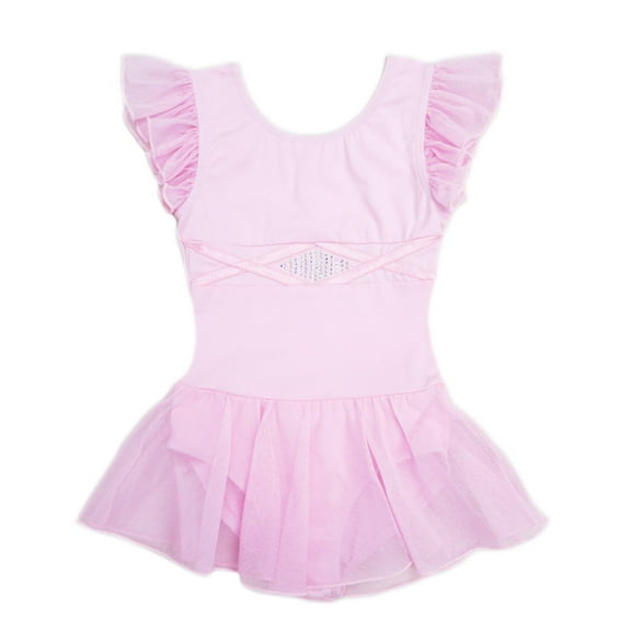 Wenchoice Pink Rhinestone Chiffon Skirted Leotard XL(7-8Y)