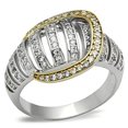 thumbnail image 1 of Alamode SS015-6 Women Gold & Rhodium 925 Sterling Silver Ring with AAA Grade CZ in Clear - Size 6, 1 of 1