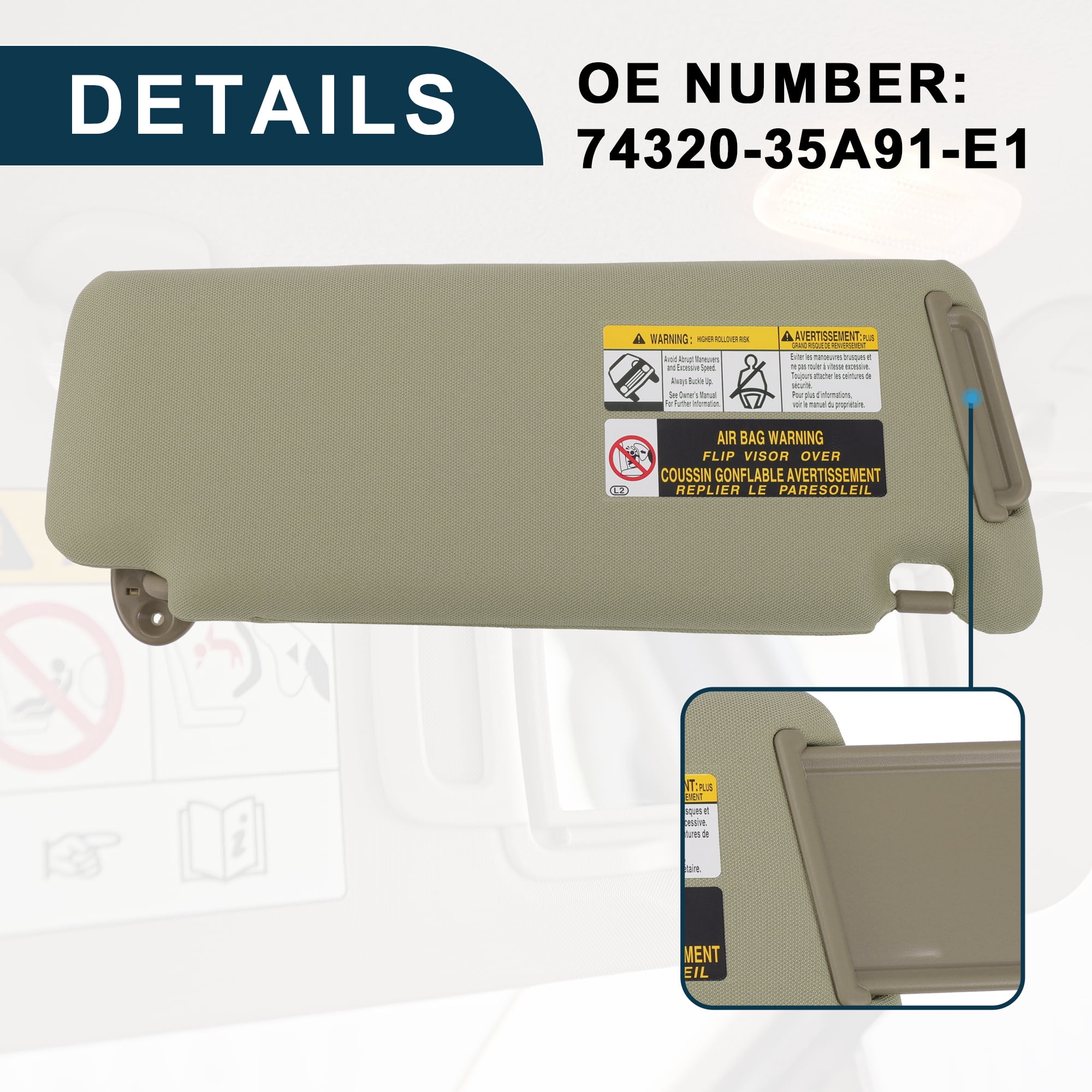 Unique Bargains Left Driver Side Sun Visor for Toyota 4Runner 2010-2023 Beige