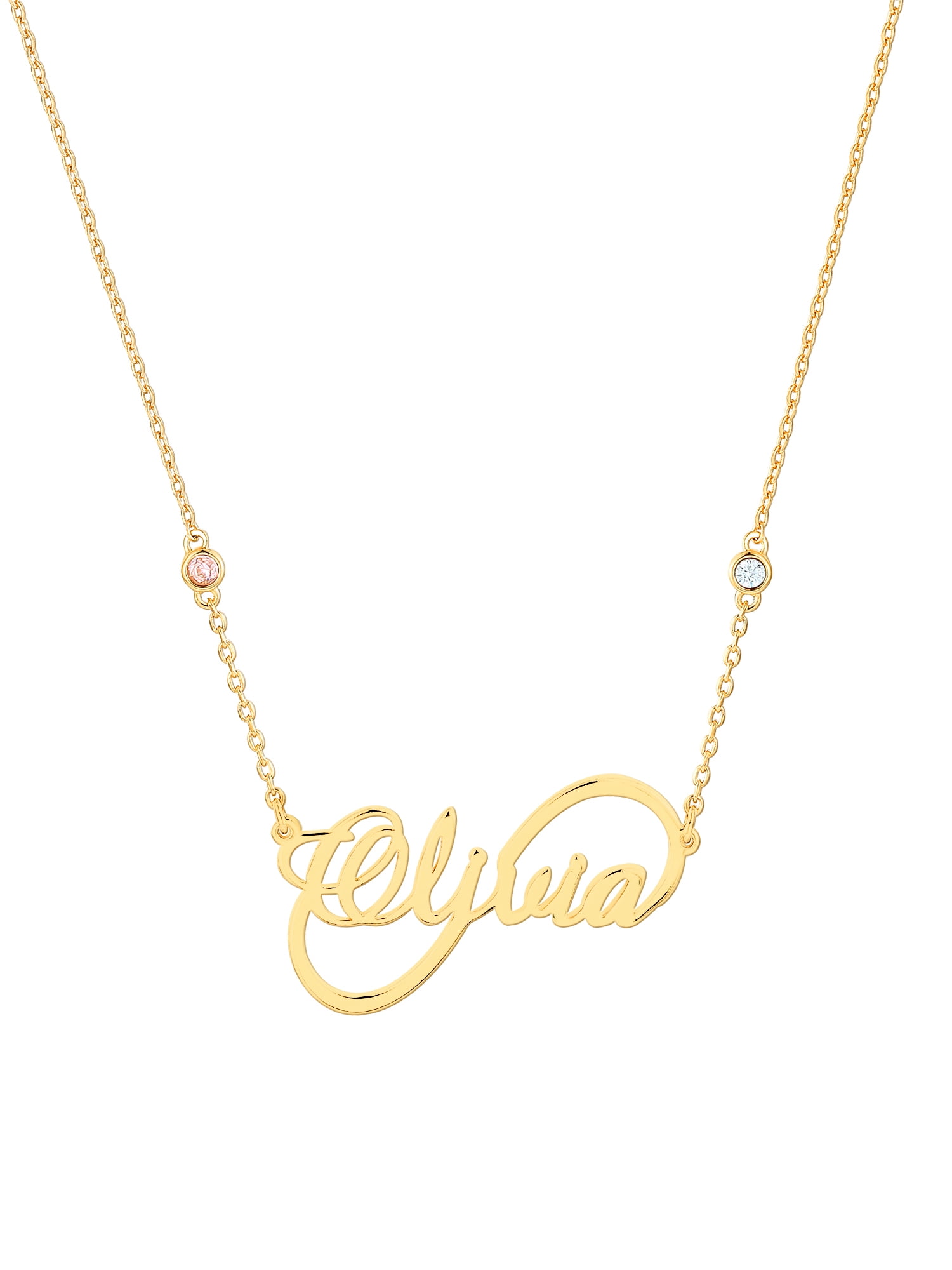 Personalized Planet Script Name Infinity and Birthstone Necklace ,Women's