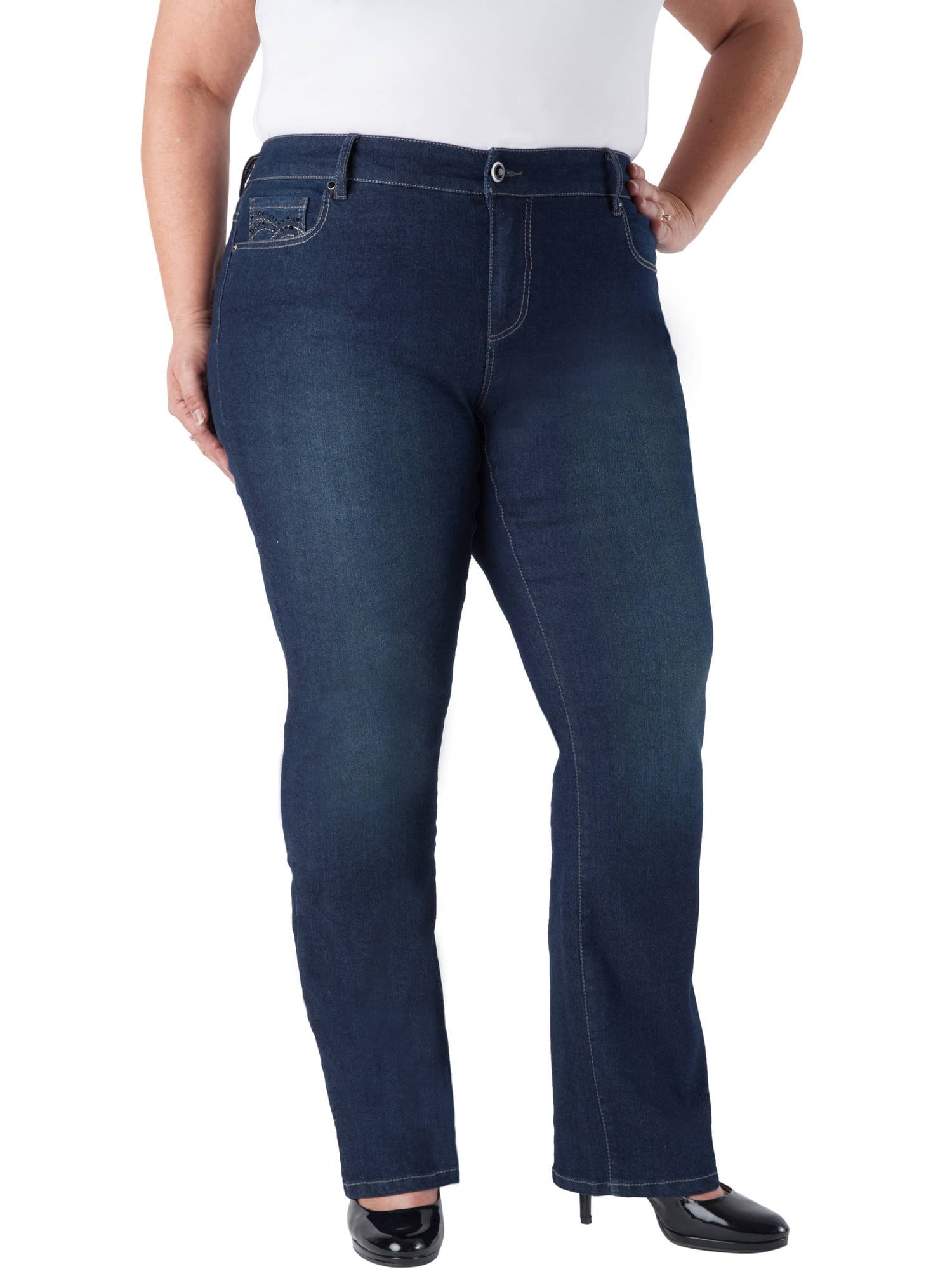 Women's Plus-Size Embellished Slim Boot Jeans - Walmart.com