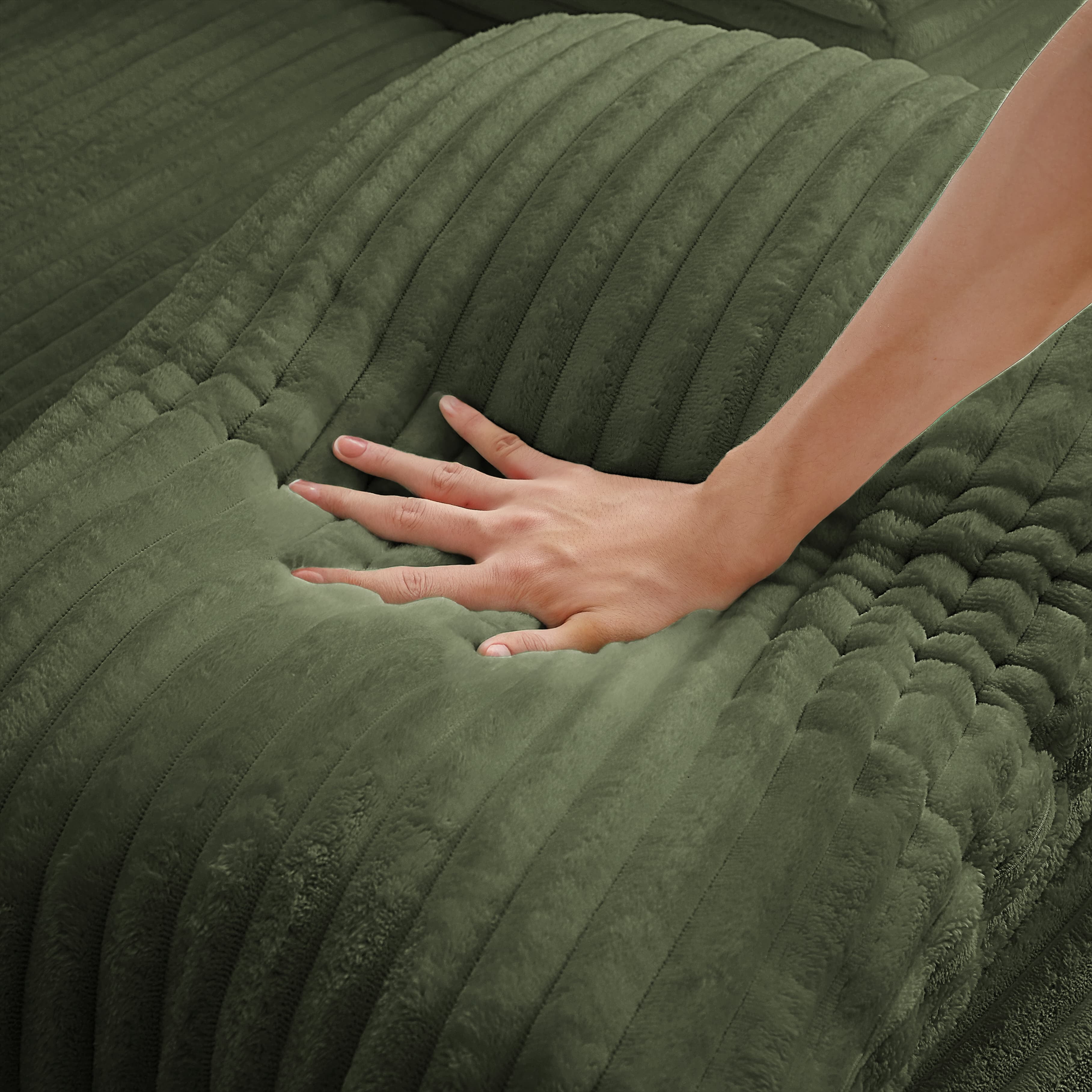 MAYEERTY Oversized Corduroy Chaise Lounge Chair, Sponge & Pocket Spring, Ergonomic for Living Room Office，No Assembly
