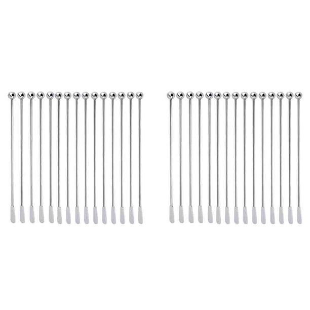 30 Piezas de Palos Reutilizables Swizzle de Café de Bebidas Palillos Swizzle de Cóctel de Acero Inoxidable con Pequeñas Paletas Rectangulares