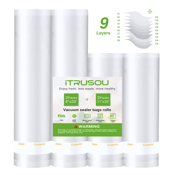 Vacuum Sealer Bags for Food ITRUSOU 9Layer Seal a Meal Bags with BPA