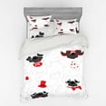 thumbnail image 2 of Ambesonne Pug Bedding Set 3 Pcs, Happy Sad Cool Dogs Pug, Twin XL, Black Red White, 2 of 3