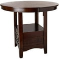 thumbnail image 4 of Transitional Style Kitchen Dining 5pc Set Counter height Round Table And 4 high Chairs Cushion Seats Solid wood Veneers, 4 of 8