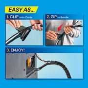 Cable Keeper Cord Organizer, 10-Foot Adjustable Cord Cover, TV & Computer Cord Organizer