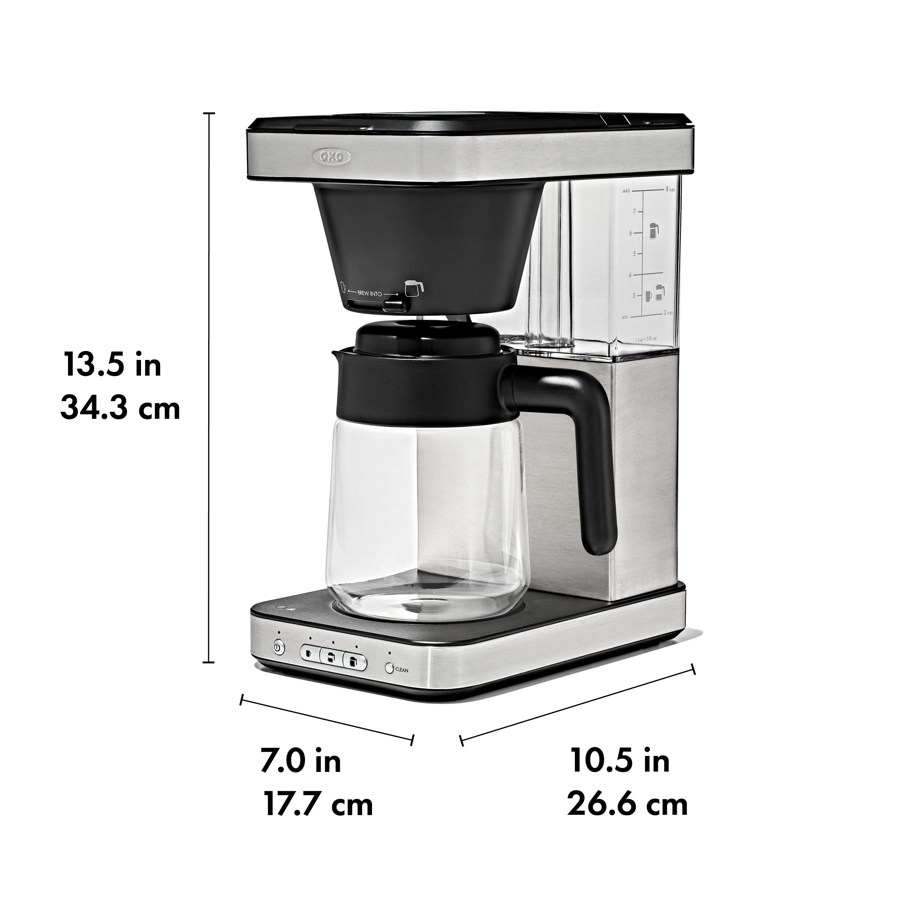 OXO Brew 8Cup Coffee Maker with Podless SingleServe and Glass Carafe
